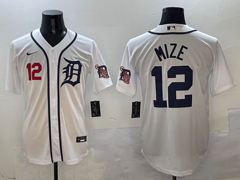 Men Detroit Tigers #12 Mize White Game 2025 Nike MLB Jersey style 2